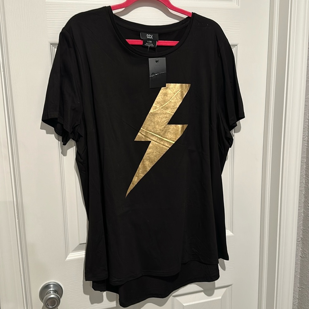 NWT! City Chic Lightning Bolt T-Shirt — Black, 20